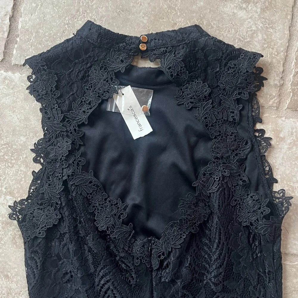 Francesca's Collections Black Lace Sleeveless Romper